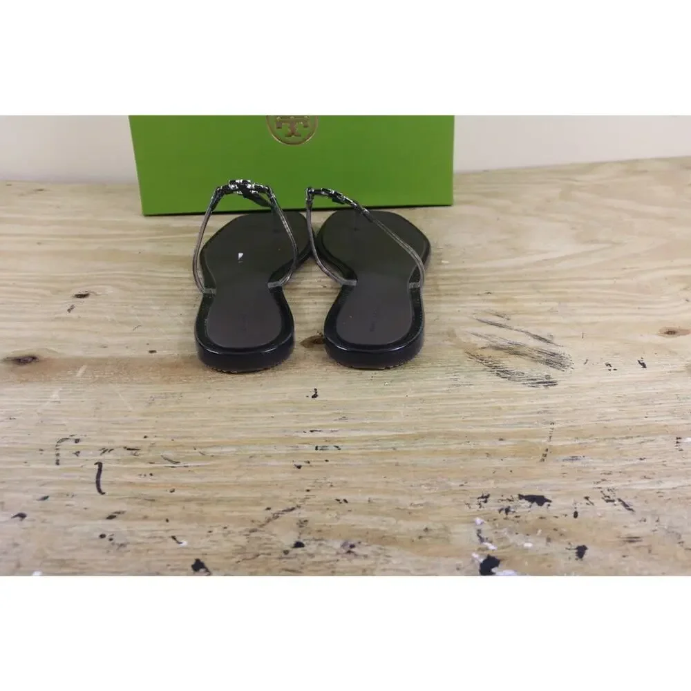 Tory Burch Sandals 10 Ash Brown Snake Print Roxanne Jelly Shoes Flats Like New